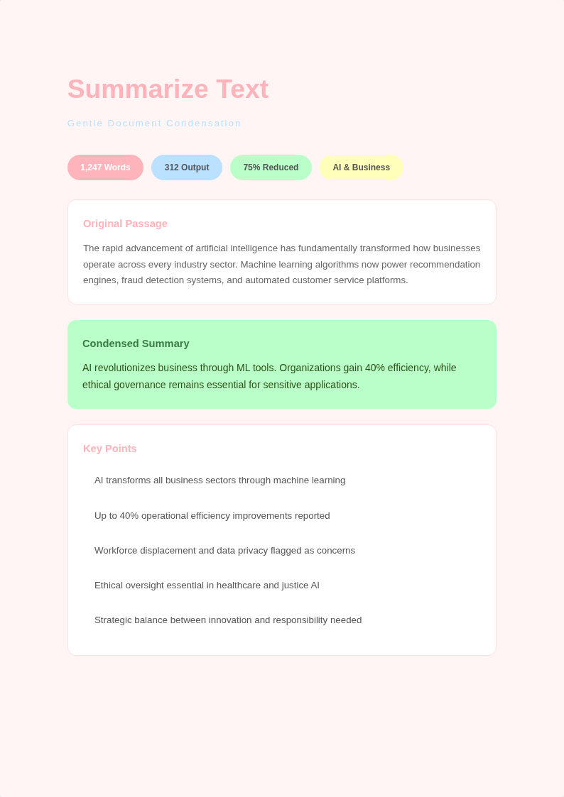 Pastel soft summarize text